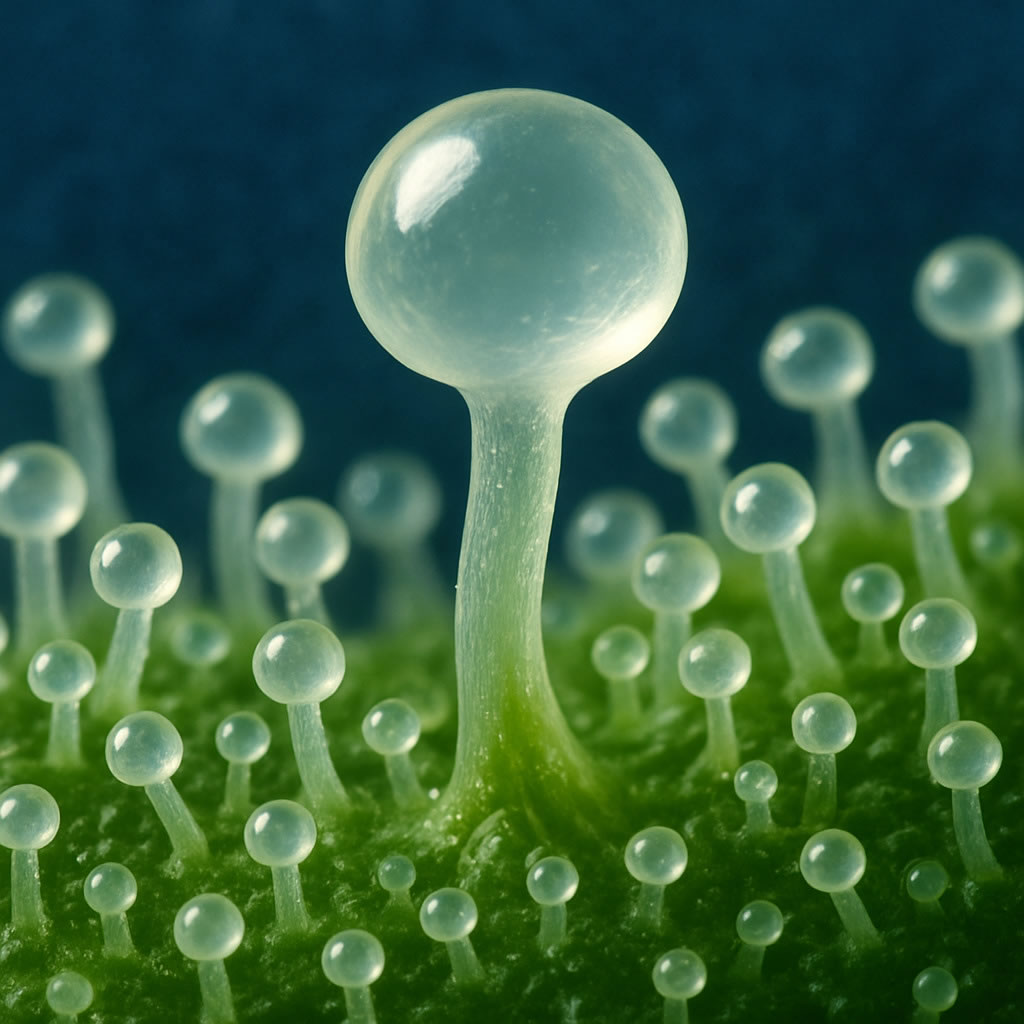Forma de un tricoma glandular capitado pedunculado